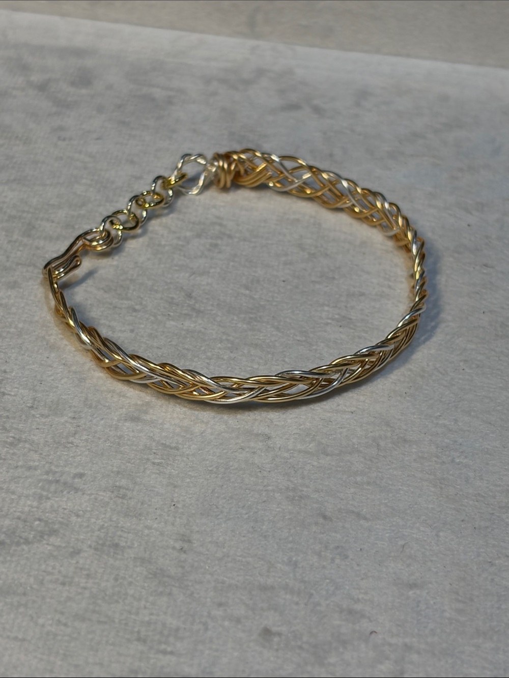 Gold & Silver Tone Braided Chain Bracelet - Handmade